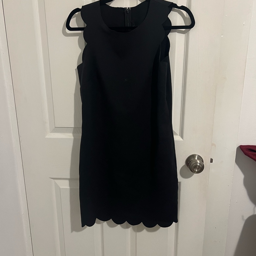 JCrew Elegant Black Scalloped Hem Dress
